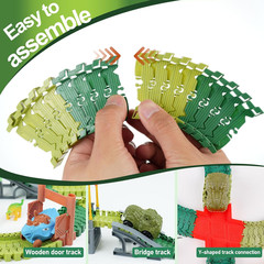 96pcs Dinosaur Flexible Track Expansion Kit Compatible Dino Race Car Sets