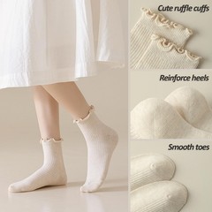 Mcool Mary Womens Crew Socks Ruffle Casual Cotton Frilly Breathable Cute Knit…