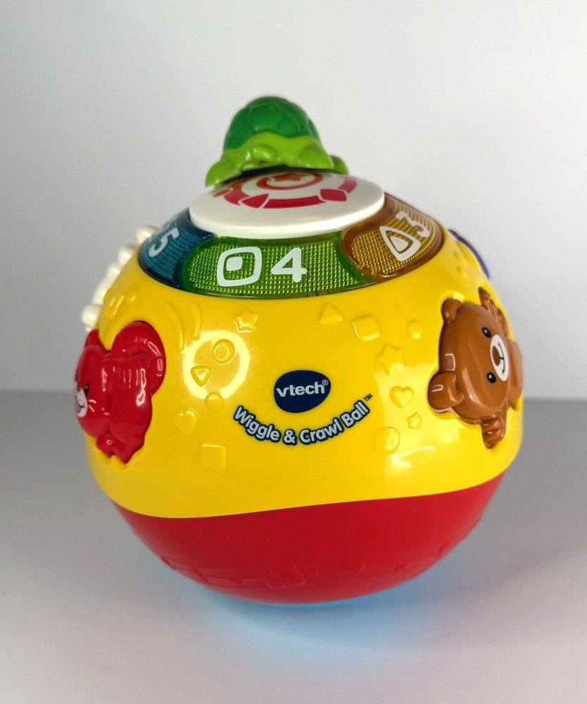 VTech Wiggle & Crawl Ball Baby Toy Lights, Sounds, Learning Ages 6-36M Tested
