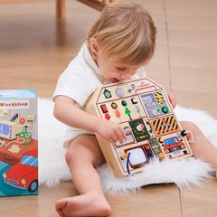 Montessori Wooden Busy Board for Toddlers 3 4 5 Years Old, Wooden Sensory Tod…