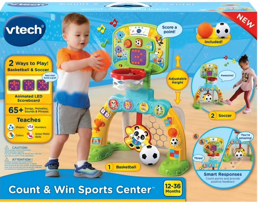 VTech Count and Win Toddler Sports Center Activity Toy New In Box-open box