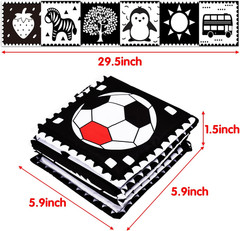 Black & White High Contrast Baby Toys 0-6 Months Soft Book for Brain Development