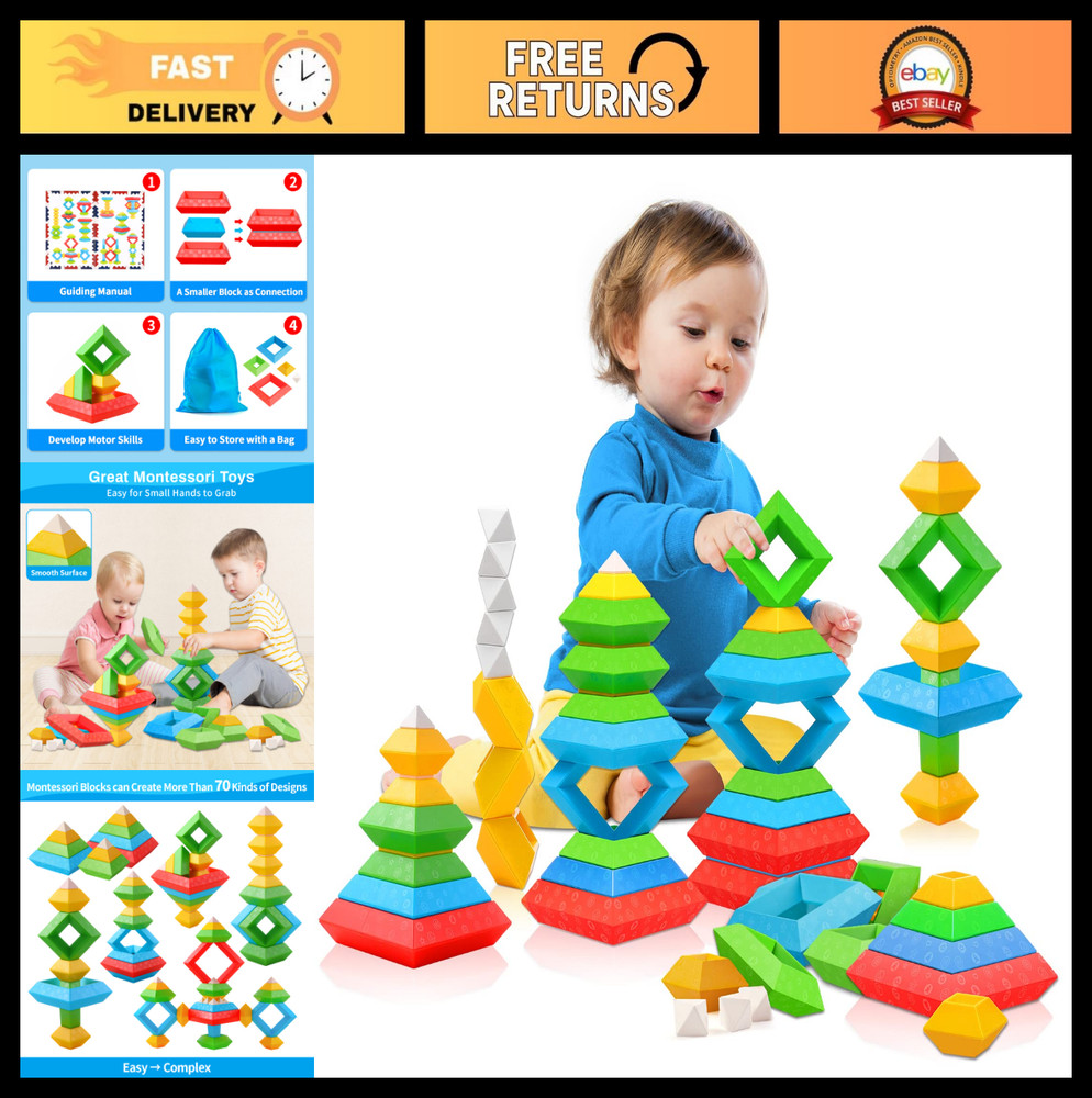 30Pcs Montessori Building Blocks – STEM Educational Toys for Toddlers 3-4 Years