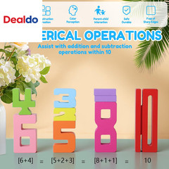 Wooden Number Building Blocks – 20Pcs Stacking for 3+ Years Old Kids, Digital Bu