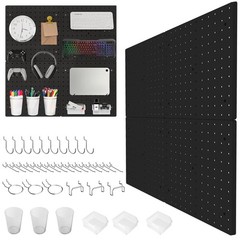 FZK Peg board Kit, Peg Board with Hooks, 30cm*30cm, Includes 4 Black Pegboard…
