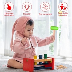 10Pcs Toy Hammer Set With 100Pcs Small Wooden Simulation Fake Maintenance Too…