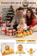 Baby Toys 6-12 Months Set of 4 Magnetic Ducks Family, Tummy Time Toys with Music