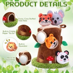 Arrowbash 13 Pcs Plush Animal Tree House Toy for Babies 6-24 Months, Hide and…