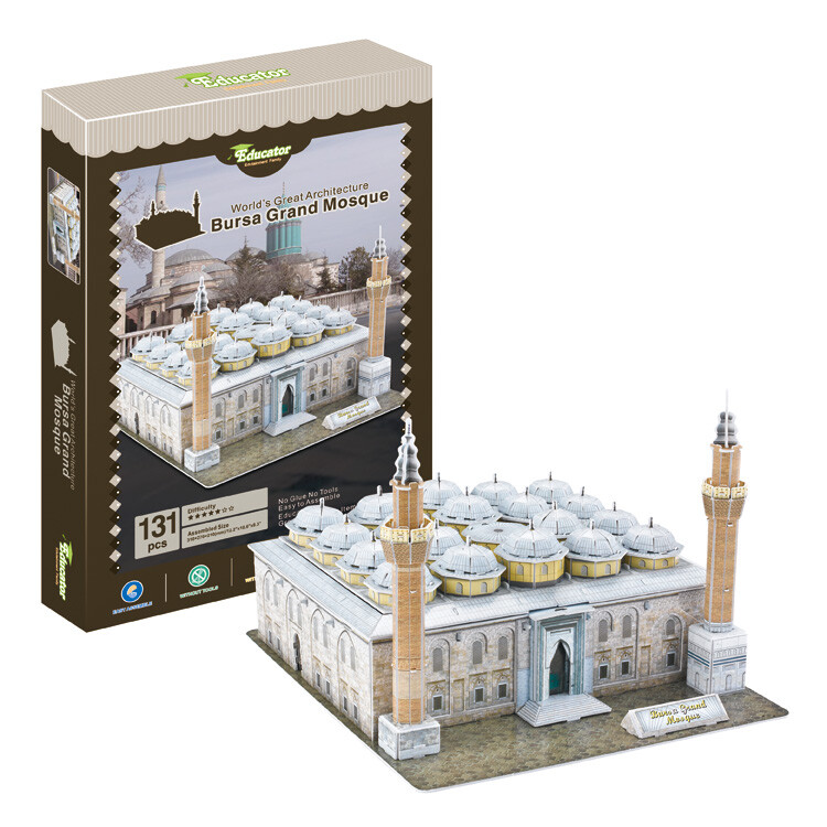 3D puzzle DIY toy paper model hand work bursa grand mosqu Ulu Cami Turkey gift