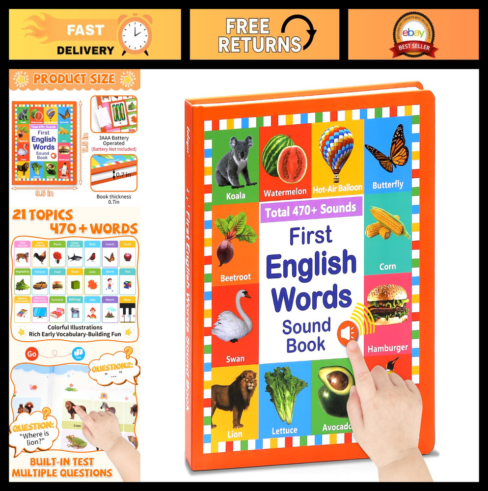 Interactive English Learning Sound Book Toy for Kids – 470+ Words, 21 Themes, Ph