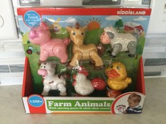 NEW NIB FARM ANIMALS MOVEABLE AND CLICKING SOUNDS