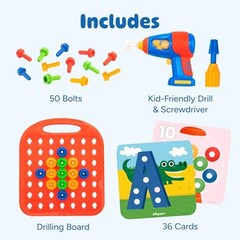 Design & Drill ABCs & 123s – Building Construction Toys for Toddlers, Kids