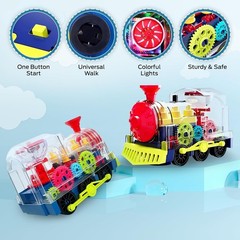 Light Up Transparent Gear Train Toy for Kids, Musical LED Crawling & Tummy Time