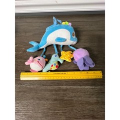 Tololo Blue Dolphin Stroller Toy Hanging Sea Creature Rattles Squeaker Plush