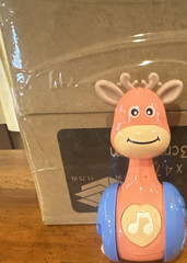 Pink Blue Beige Giraffe Activity Toy for Babies 6-12 Months Motor Skills