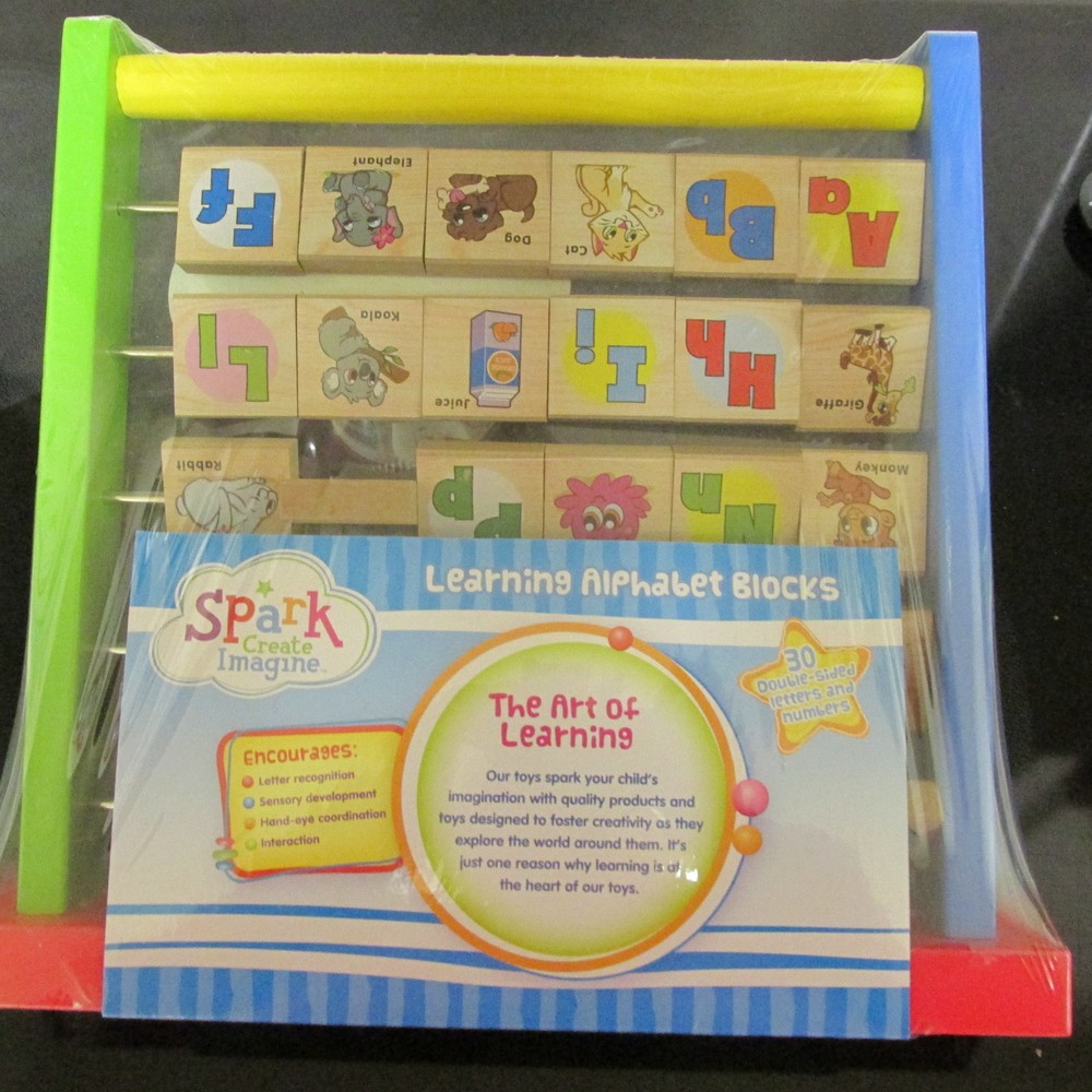 New Learning Alphabet Blocks Developmental Wooden Toy Letters Numbers 24m+