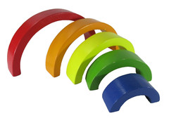 Rainbow Wooden Stackable Toy Multicoloured Hand Eye Coordination Skill 5 Colours