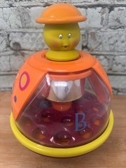 B Toys Ladybug Ball Popping Toy for Toddlers Push, Pop, Spin, Poppitoppy Orange