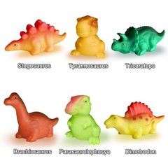 Light Up Bath Toys,6 Packs Floating Dinosaur Bathtub Toys for Small