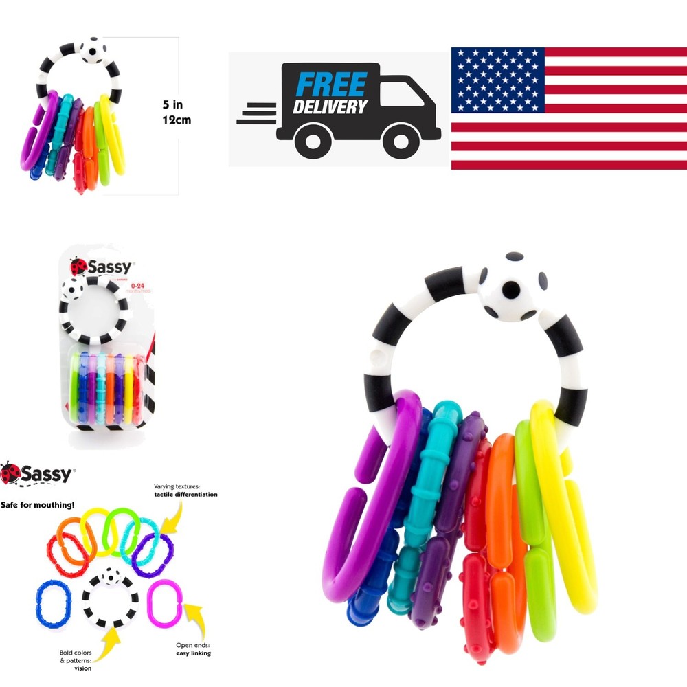 9 Piece Linking Toy Set Tactile Exploration and Visual Stimulation for Babies