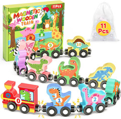 11 Pcs Magnetic Dinosaur Train Set Montessori Toys for 1 2 3 Years Old Toddlers