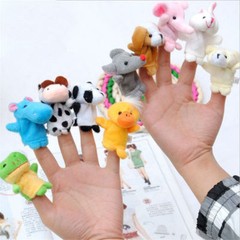 Velvet Cartoon Family Finger Puppets Cloth Doll Baby Educational Hand Animal Toy