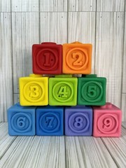 Playgo Toys Soft Rubber Stacking Blocks Baby Sensory Toys Numbers Shapes Animals