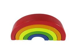 Rainbow Wooden Stackable Toy Multicoloured Hand Eye Coordination Skill 5 Colours