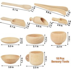 10 Pcs Wooden Sensory Bin Tools for Toddlers & Preschool Children, Montessori…