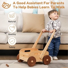 Wooden Baby Walker, Adjustable Speed Baby Push Walker, Montessori Push Toys f…