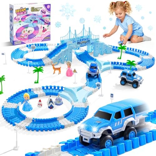 Frozen Race Track Toys for Girls Ages 3-8, 224 PCS Princess Castle Ice Princess