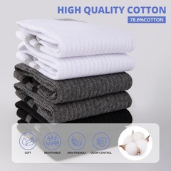 COOVAN 6 Pairs Mens Crew Socks Work Cotton Athletic Running Thin Socks Casual…