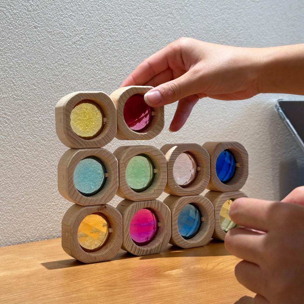 20PCS Wooden Gem Blocks Stacking Toys,Colorful Acrylic Windows Blocks, Rainbo…