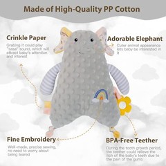 Baby Stuffed Animal Security Blanket with Teething Toy Baby Lovey Unisex Snuggle