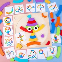 Montessori Wooden Puzzle Problem Solver Play Kit for Toddlers Pattern Blocks 3+