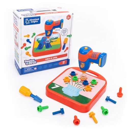 Design & Drill ABCs & 123s – Building Construction Toys for Toddlers, Kids