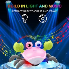 Interactive Crawling Crab Toy for Babies with Rechargeable Battery Pink Color