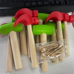 10Pcs Toy Hammer Set With 100Pcs Small Wooden Simulation Fake Maintenance Too…
