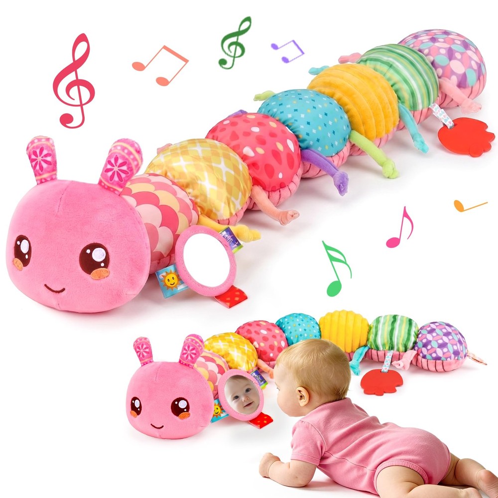 Baby Girl Toys 0-6 Months Musical Caterpillar Pink Toys for Infant 0-3 3-6 Mo…