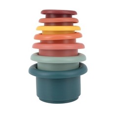Nuby Silicone Stacking Cups Multi Color Bath Toy for Kids Fine Motor Skills