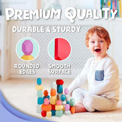 Wooden Blocks – Stacking Rocks 40Pcs – Montessori Toys for 3 Year Old – Stimu…