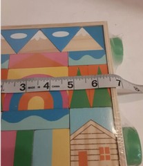 NEW Learn & Play Wooden Building Blocks Colorful 18 count/ Pull Toy on Wheels