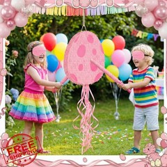 Lenwen Pink Dinosaur Egg Piñata Stick Confetti