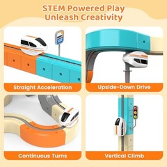 Electric Train Set 3D Flexible Race Track for Kids 3 4 5 6 7 8 Years Orange-124