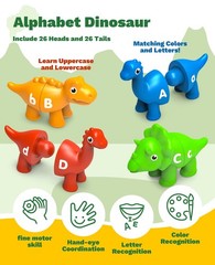 Edumoteso 26PCS Dinosaur Alphabet Learning Toys for 18M+, Montessori Educatio…