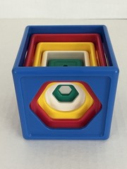 Vintage Tomy Stacking Cube Sorter Geometric Shapes Colors Baby Toddler Toy