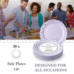 Silver Spoons Disposable Plates For Party – (20 Piece) Heavy Duty Disposable …