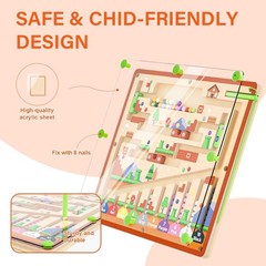 Educational Wooden Magnetic Maze Toy – 55 Beads for Color & Number Learning Fun