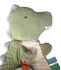 Itzy Ritzy Dinosaur Crinkle Lovey Teether Sensory Baby Toy Jingle Ribbon Tags