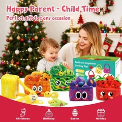 Play Food for Toddlers 1-3, Plush My First Fruit Vegetables Basket Color Sort…